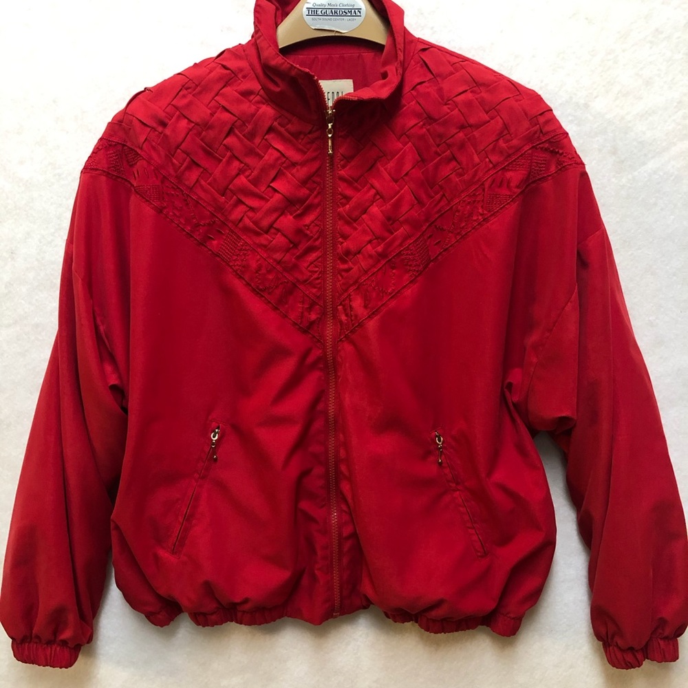 Vintage Teddy Basketweave Jacket Extra Large Red